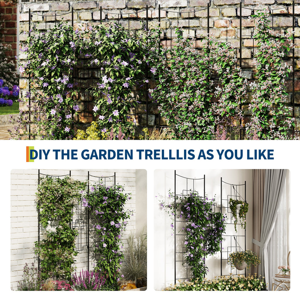 Garvee Fence Panel Outdoor - 66.9 Inch Tall Rustproof Iron Barrier with Gate, Decorative Garden Yard Border Patio