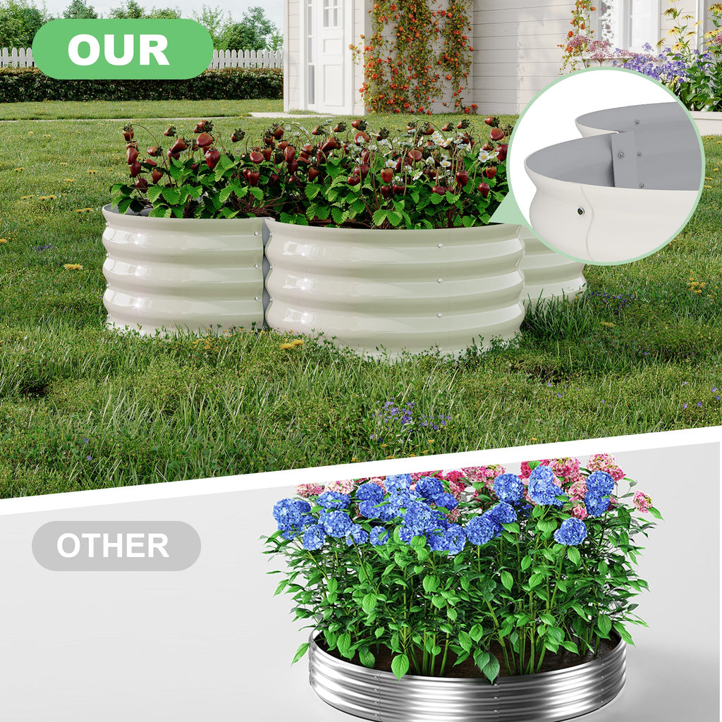Garvee 2-Pack Galvanized Raised Garden Beds, 4' × 4' × 1' Metal Planter Boxes with Open Base, White