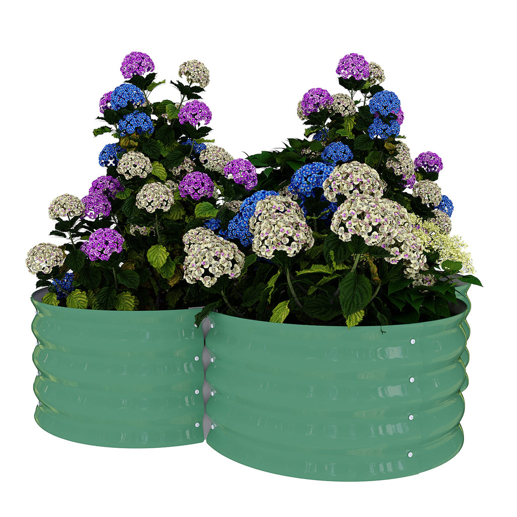 Garvee 2-Pack Galvanized Raised Garden Beds, 4' × 4' × 1' Metal Planter Boxes with Open Base, Green