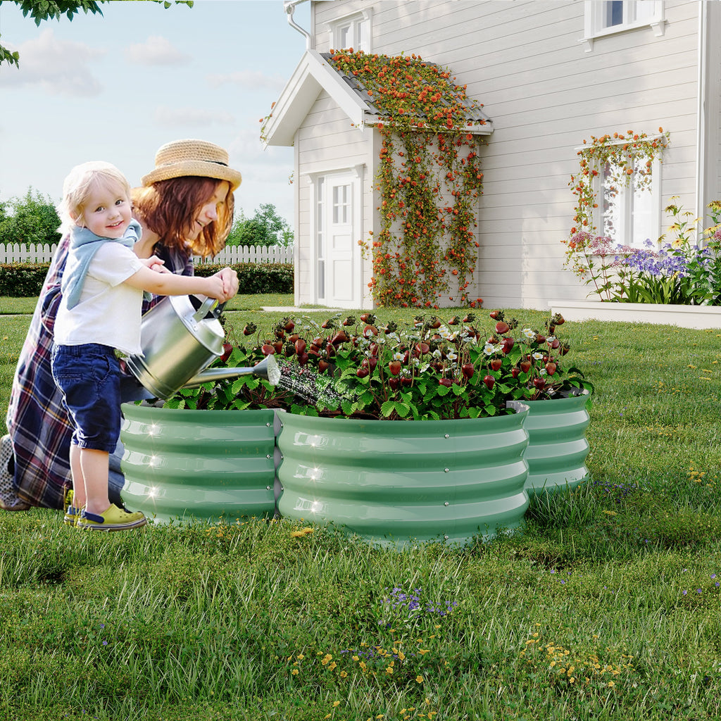 Garvee 2-Pack Galvanized Raised Garden Beds, 4' × 4' × 1' Metal Planter Boxes with Open Base, Green