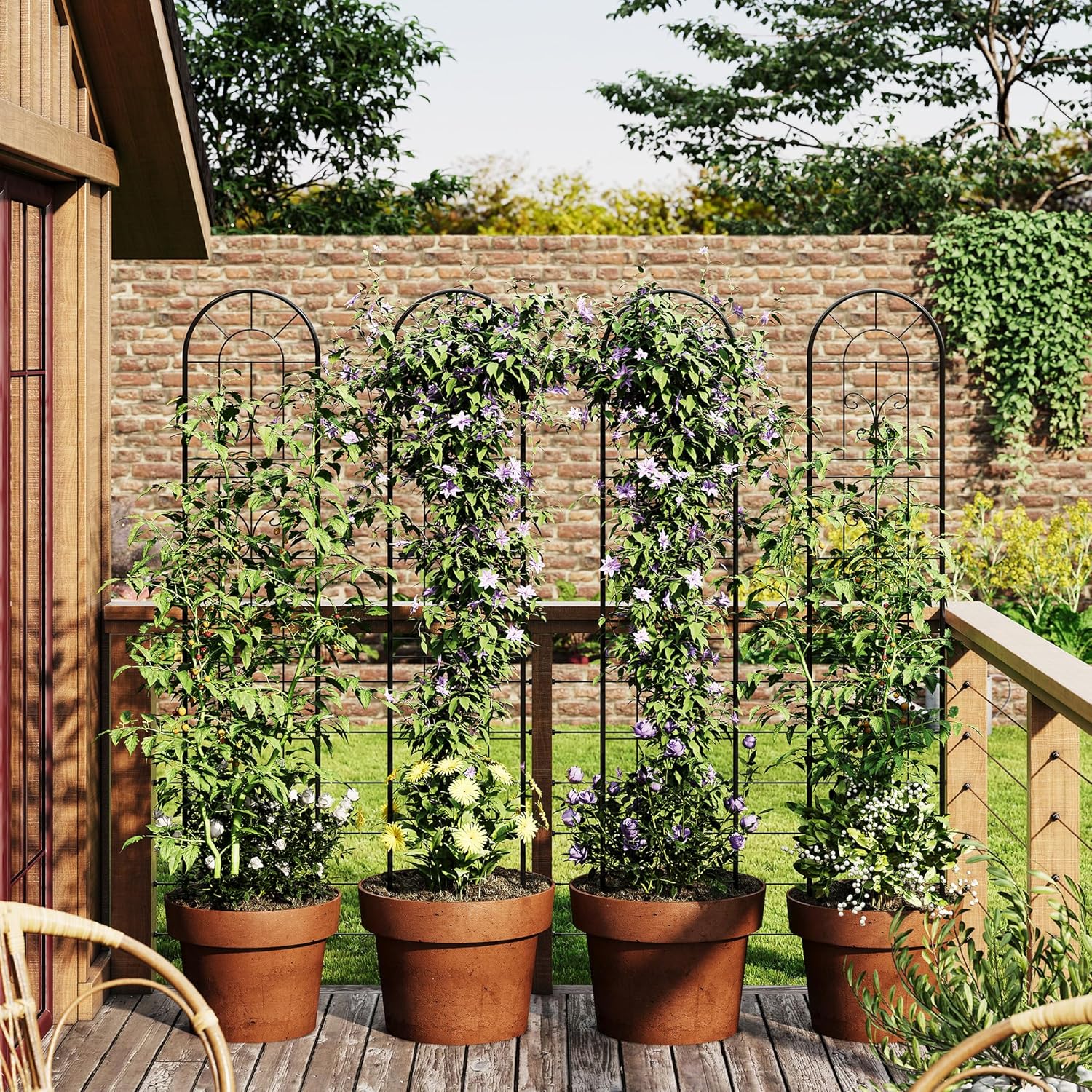 Garvee 2 Pack Panels Fence, 55'' Outdoor Rustproof Animal Barrier with Gate