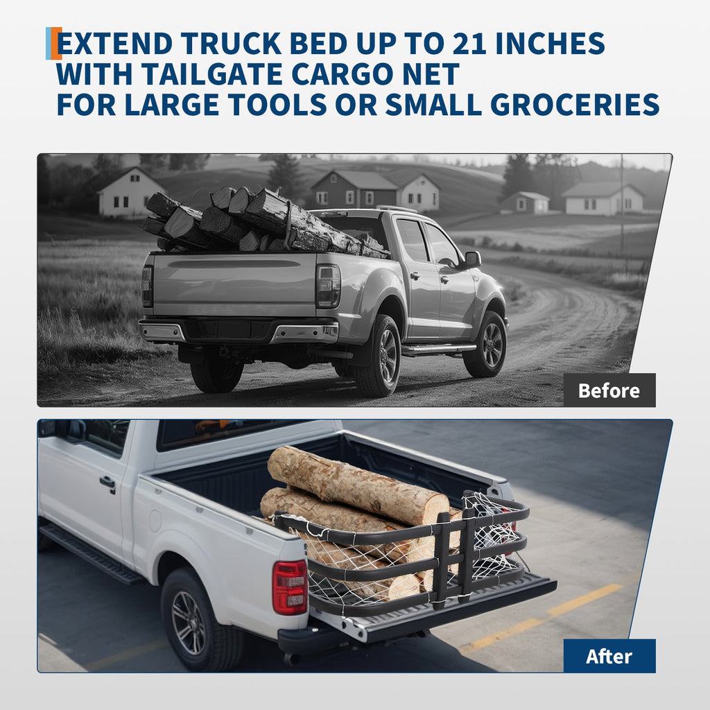 Garvee Truck Bed Extender 48"-61" Adjustable Length Aluminum Retractable Tailgate Extender with Drill Required Installation, Fits Ford F-150, Silverado, Sierra, Santa Cruz, Toyota Tacoma