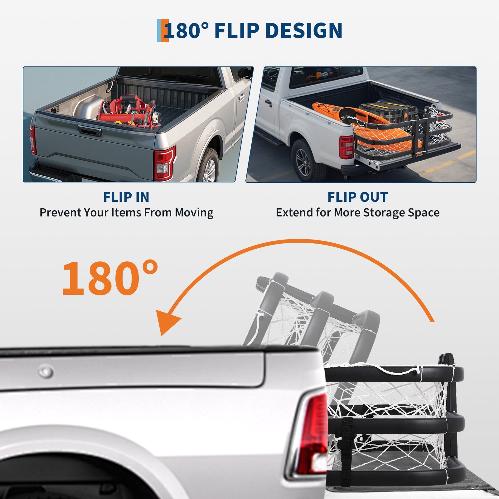 Garvee Truck Bed Extender 48"-61" Adjustable Length Aluminum Retractable Tailgate Extender with Drill Required Installation, Fits Ford F-150, Silverado, Sierra, Santa Cruz, Toyota Tacoma