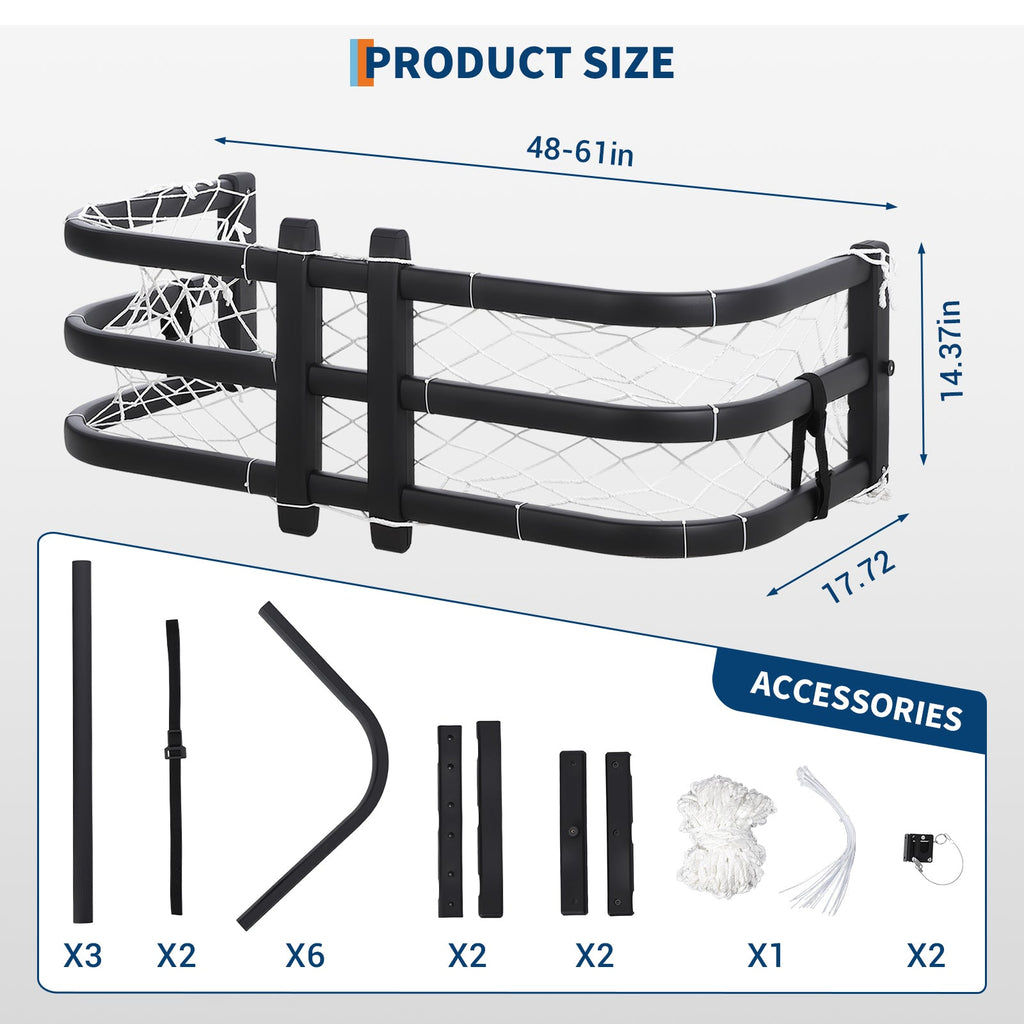 Garvee Truck Bed Extender 48"-61" Adjustable Length Aluminum Retractable Tailgate Extender with Drill Required Installation, Fits Ford F-150, Silverado, Sierra, Santa Cruz, Toyota Tacoma
