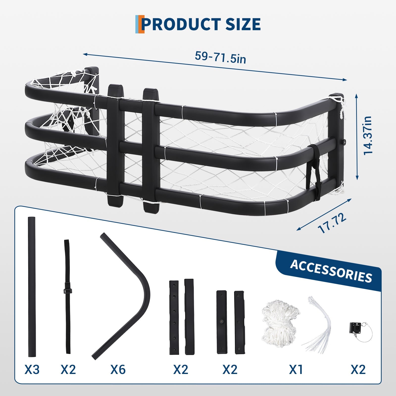 Garvee Truck Bed Extender 59"-71.5" Adjustable Length Aluminum Retractable Tailgate Extender - Drill Required Installation, Fits Ford F-150, Ram 1500/2500/3500, Santa Cruz, Silverado & Sierra