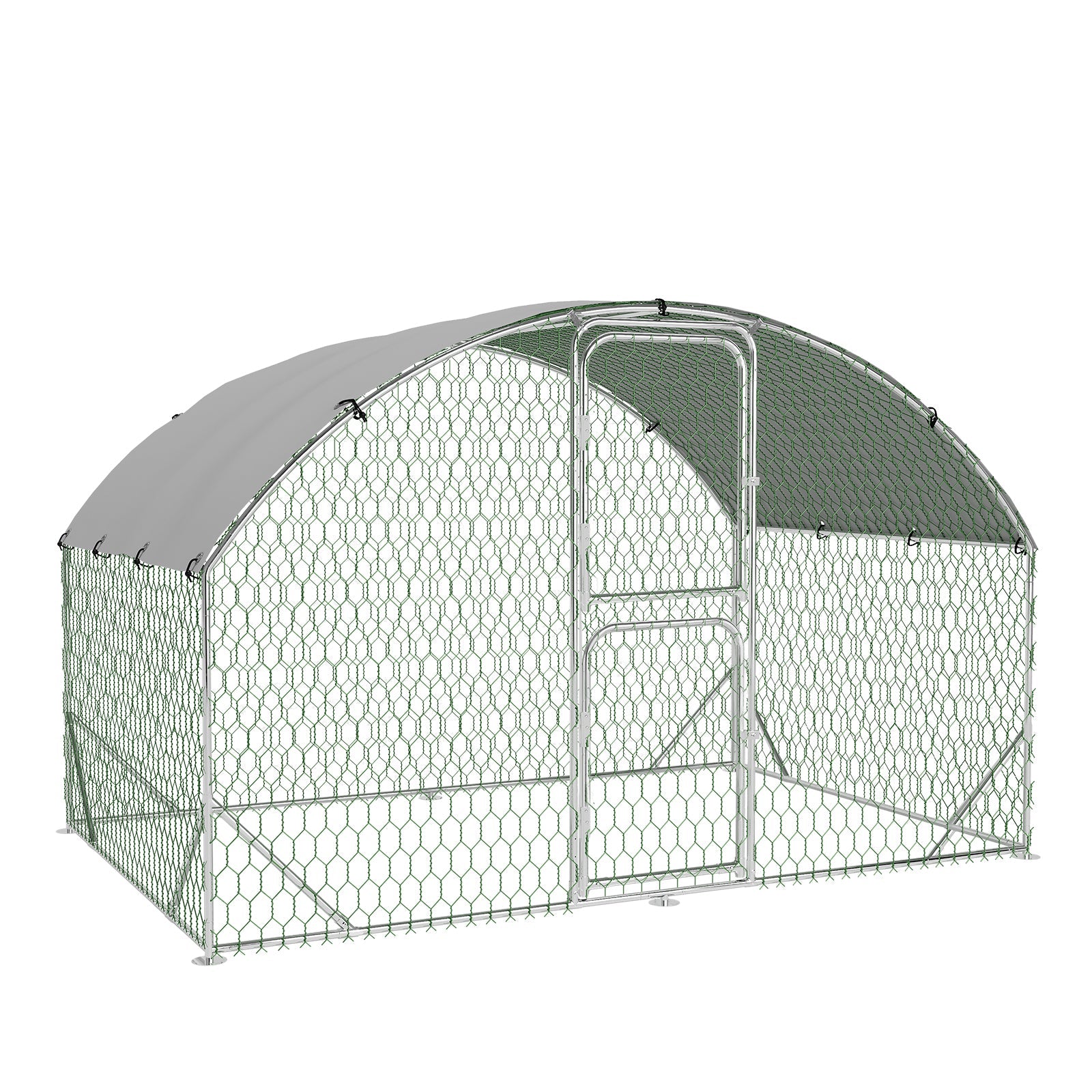 Garvee Heavy Duty Metal Chicken Coop with Run and Upgraded Dome Roof – Outdoor Walk-In Poultry Cage, Waterproof UV-Resistant Cover, Double Doors, Ideal for Chickens, Ducks, Geese, Rabbits – 9.8' W x 6.5' D x 6.5' H