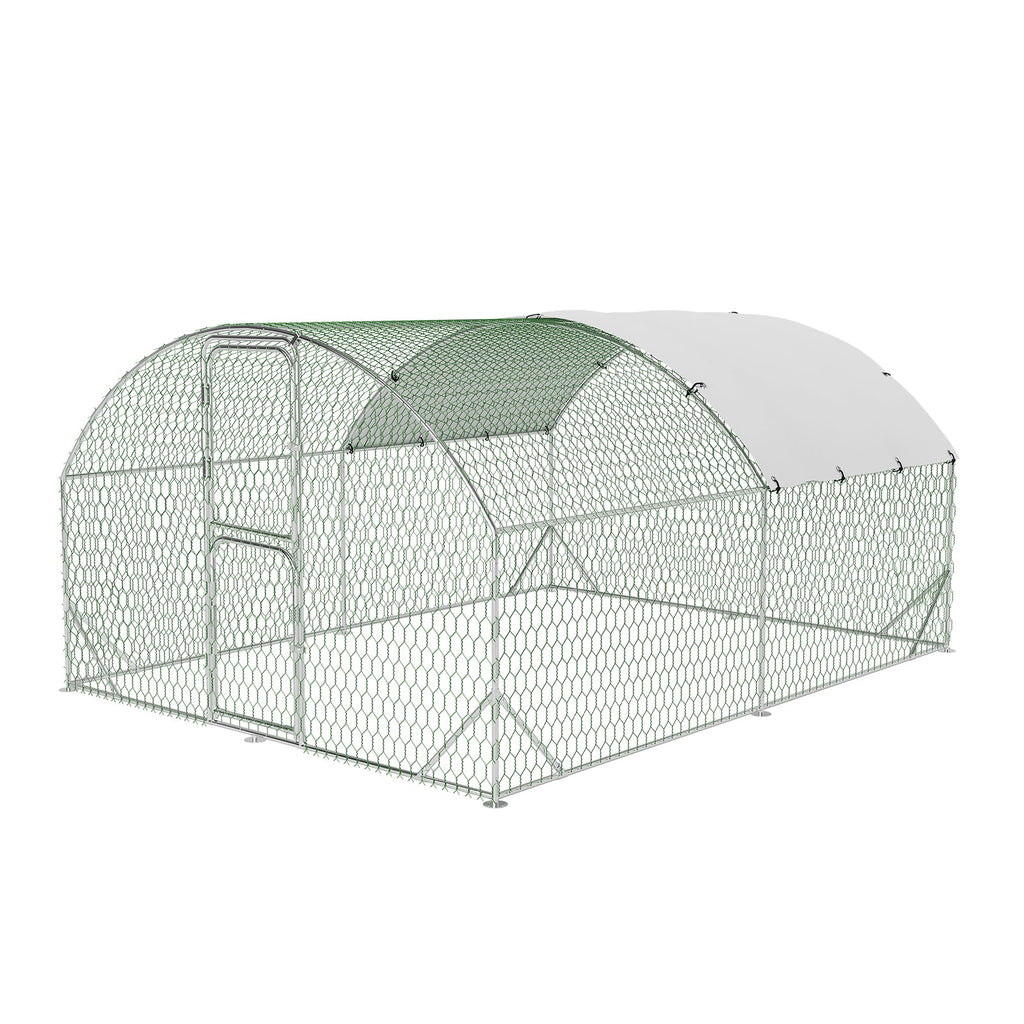 Garvee Heavy Duty Walk-In Metal Chicken Coop with Run – Outdoor Farm Hen House, Waterproof UV-Resistant Cover, Double Doors, Secure for Chickens, Ducks, Geese, Rabbits – 9.8' W x 13.1' D x 6.6' H