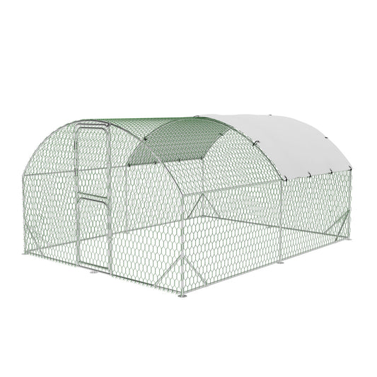 Garvee Heavy Duty Walk-In Metal Chicken Coop with Run – Outdoor Farm Hen House, Waterproof UV-Resistant Cover, Double Doors, Secure for Chickens, Ducks, Geese, Rabbits – 9.8' W x 13.1' D x 6.6' H