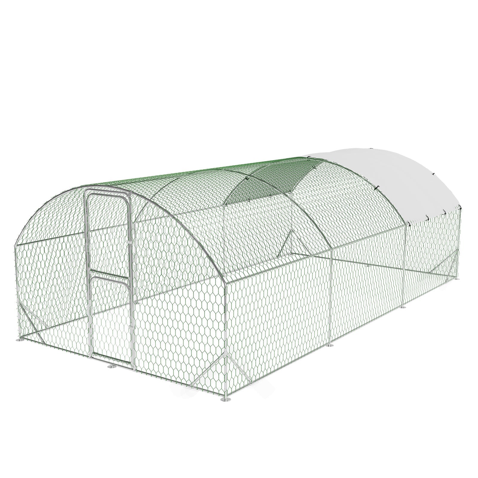 Garvee Heavy Duty Walk-In Metal Chicken Coop with Run and Dome Roof – Secure Poultry Cage, Waterproof UV-Resistant Cover, Double Doors, For Chickens, Ducks, Rabbits, Geese – 9.8' W x 19.7' L x 6.6' H