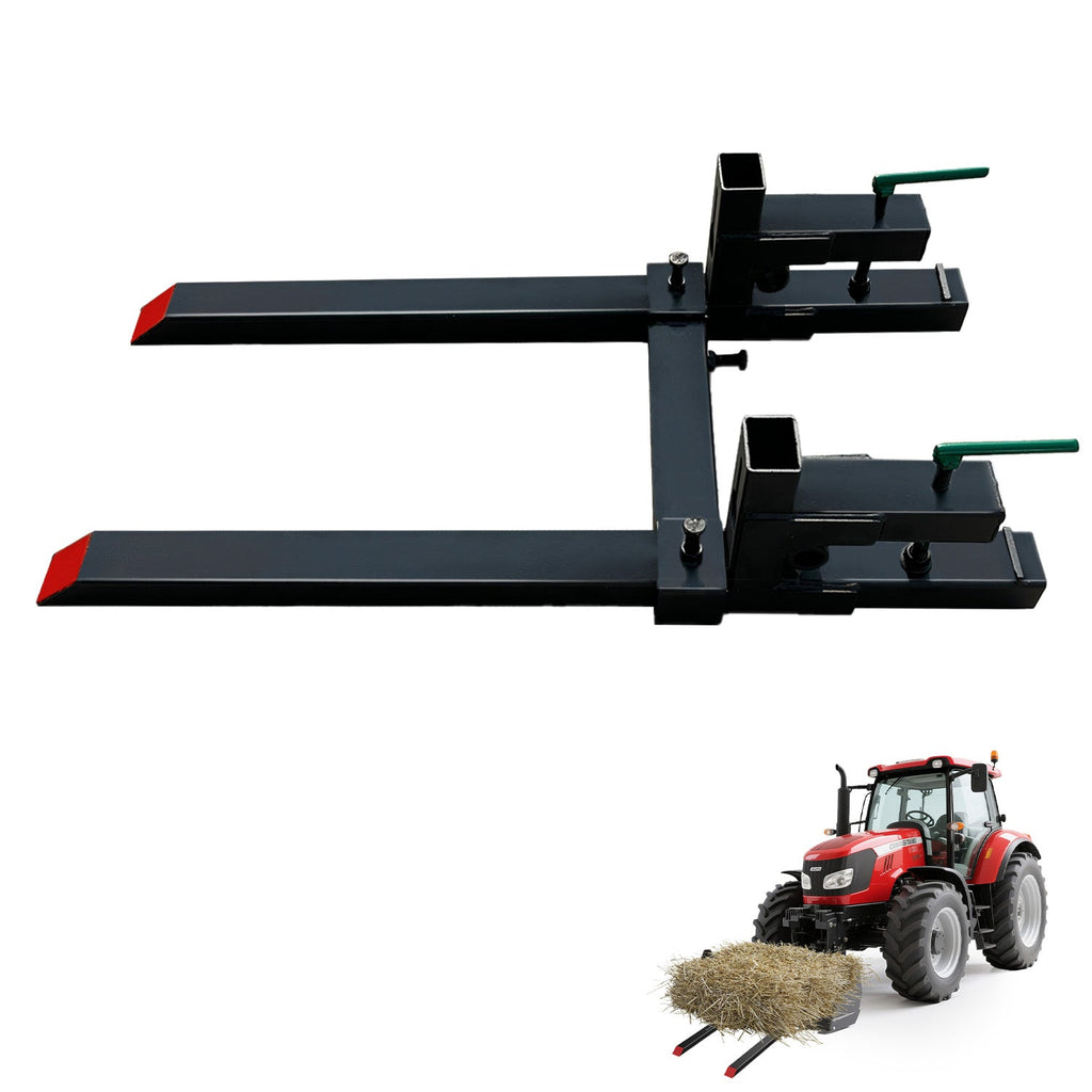 Garvee 43 Inch Clamp On Pallet Forks 2000Lb Heavy Duty Adjustable Stabilizer Bar Cast Iron Powder Coated Quick Attach Skid Steer Loader Farm Construction