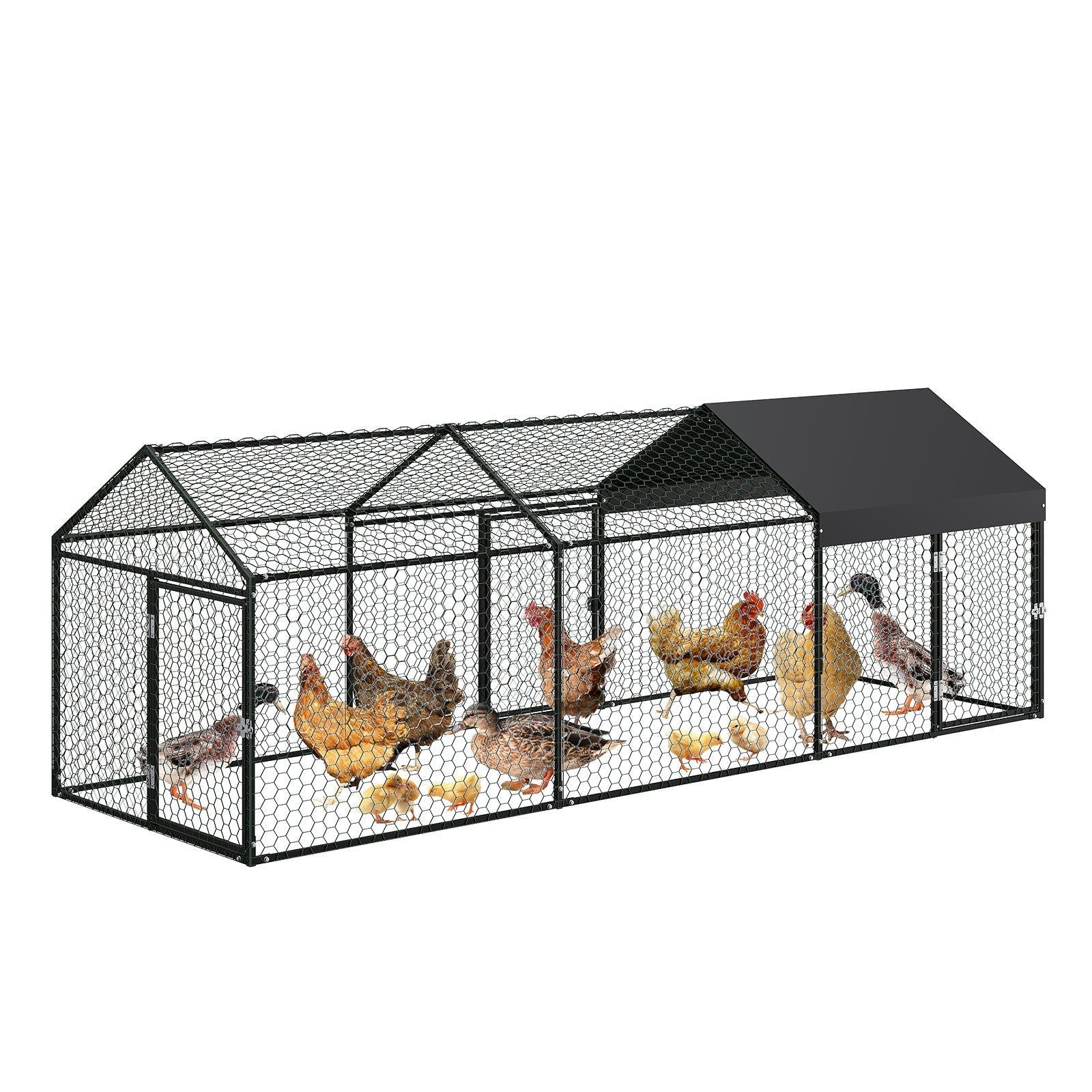 Garvee Large Metal Chicken Coop, Chicken Runs for Yard with Waterproof and Anti-UV Cover, Portable chicken coop for Outdoor Chicken Rabbit Duck, Black, 120"×40"×40"