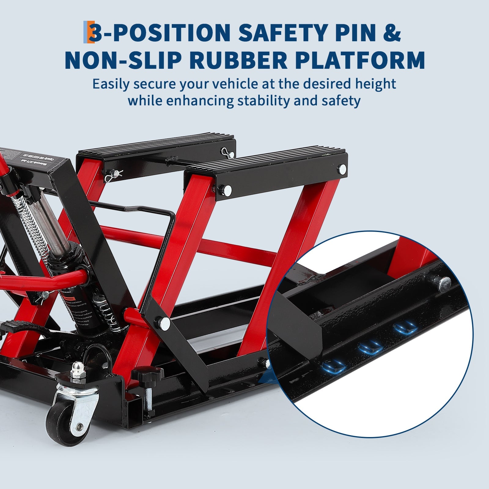 Garvee Hydraulic Motorcycle Lift Jack, 1500 lbs Capacity Steel ATV Scissor Lift with Wheels & Handle, Portable Garage & Workshop Hoist Stand