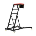Garvee Adjustable High-Top Automotive Creeper Seat - 400 lbs Capacity Mechanic Work Seat, 49" to 69" Extendable Design with Locking Wheels and Tool Tray for Under-Hood and Engine Repairs, Trucks, and Garage Use, Black