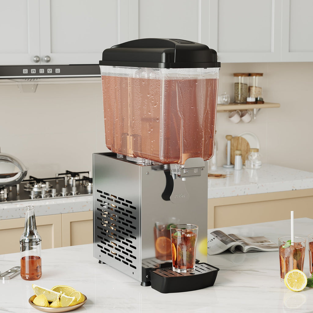 Garvee Commercial Beverage Dispenser 1 Tank 18L Stainless Steel Juice Dispenser for Restaurant Bar Party Cold Drinks