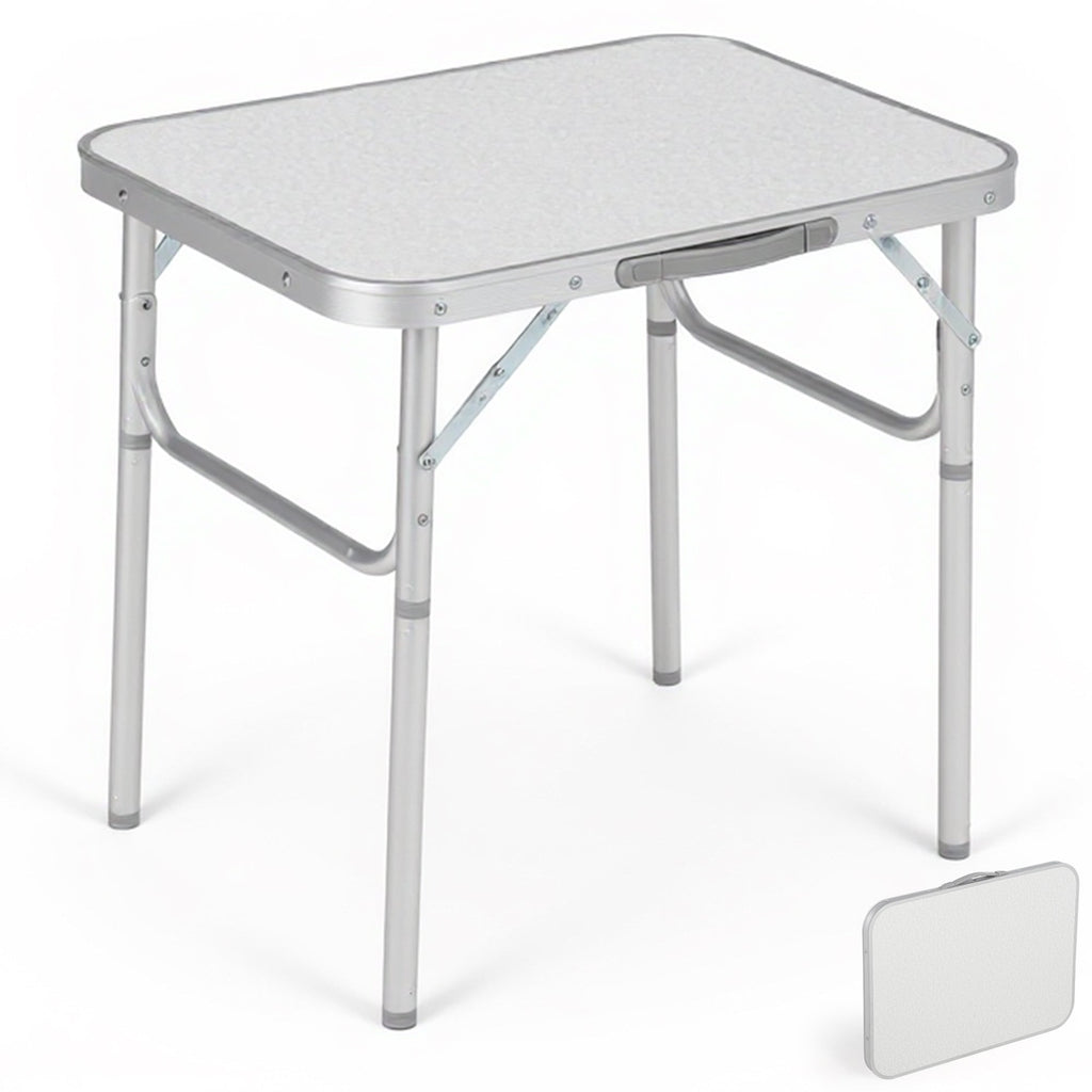Garvee Aluminum Folding Camping Table 24x17 in Adjustable Height 9-23 in Lightweight Portable White