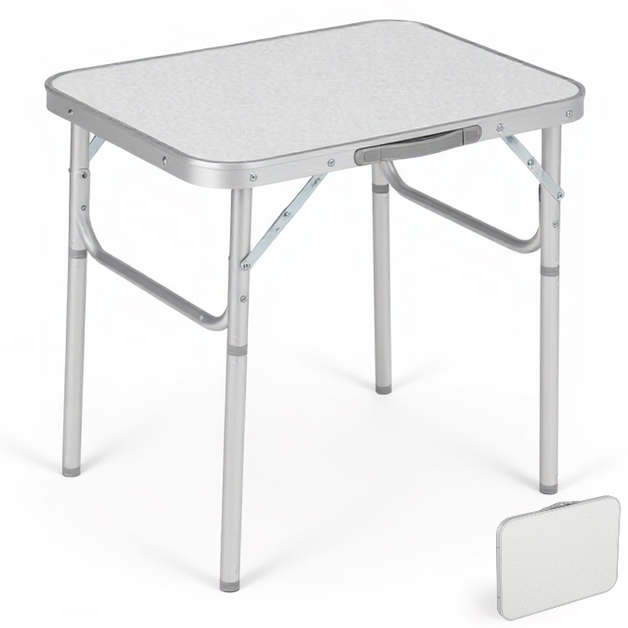 Garvee Aluminum Folding Camping Table 24x17 in Adjustable Height 9-23 in Lightweight Portable White
