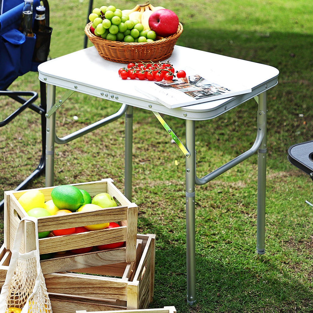 Garvee Aluminum Folding Camping Table 24x17 in Adjustable Height 9-23 in Lightweight Portable White