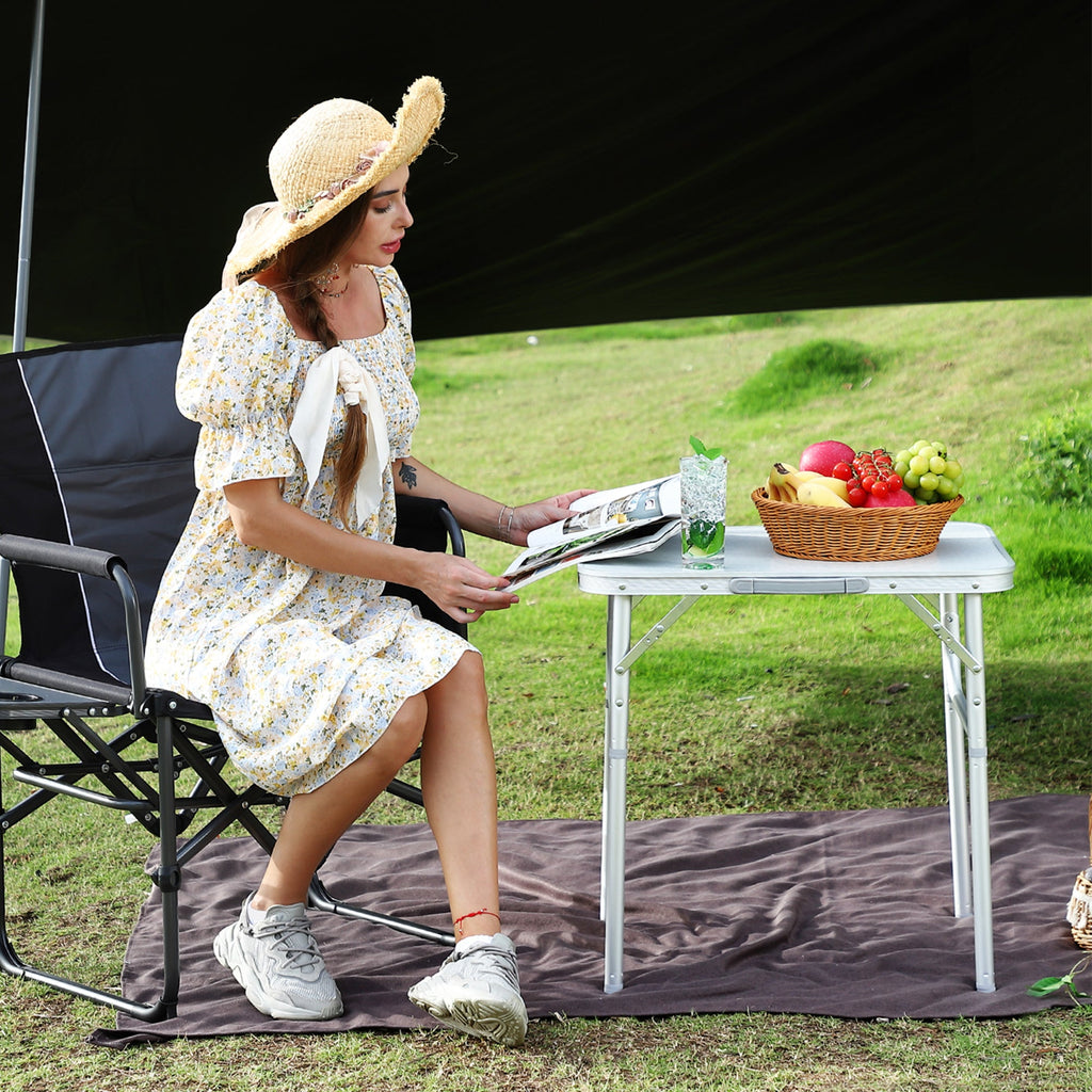Garvee Aluminum Folding Camping Table 24x17 in Adjustable Height 9-23 in Lightweight Portable White