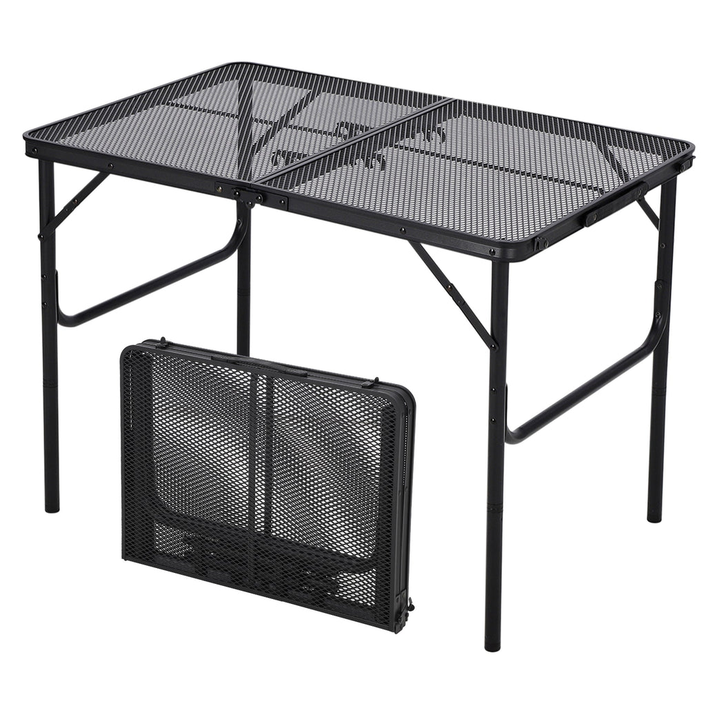 Garvee 35"x24 in Aluminum Folding Camping Table, Adjustable Height, Lightweight Portable Table, Black for Indoor/Outdoor, Beach, RV Trips
