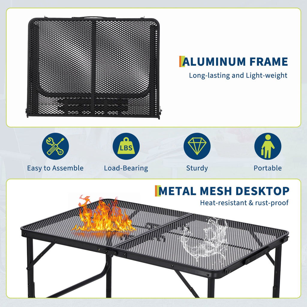 Garvee 35"x24 in Aluminum Folding Camping Table, Adjustable Height, Lightweight Portable Table, Black for Indoor/Outdoor, Beach, RV Trips