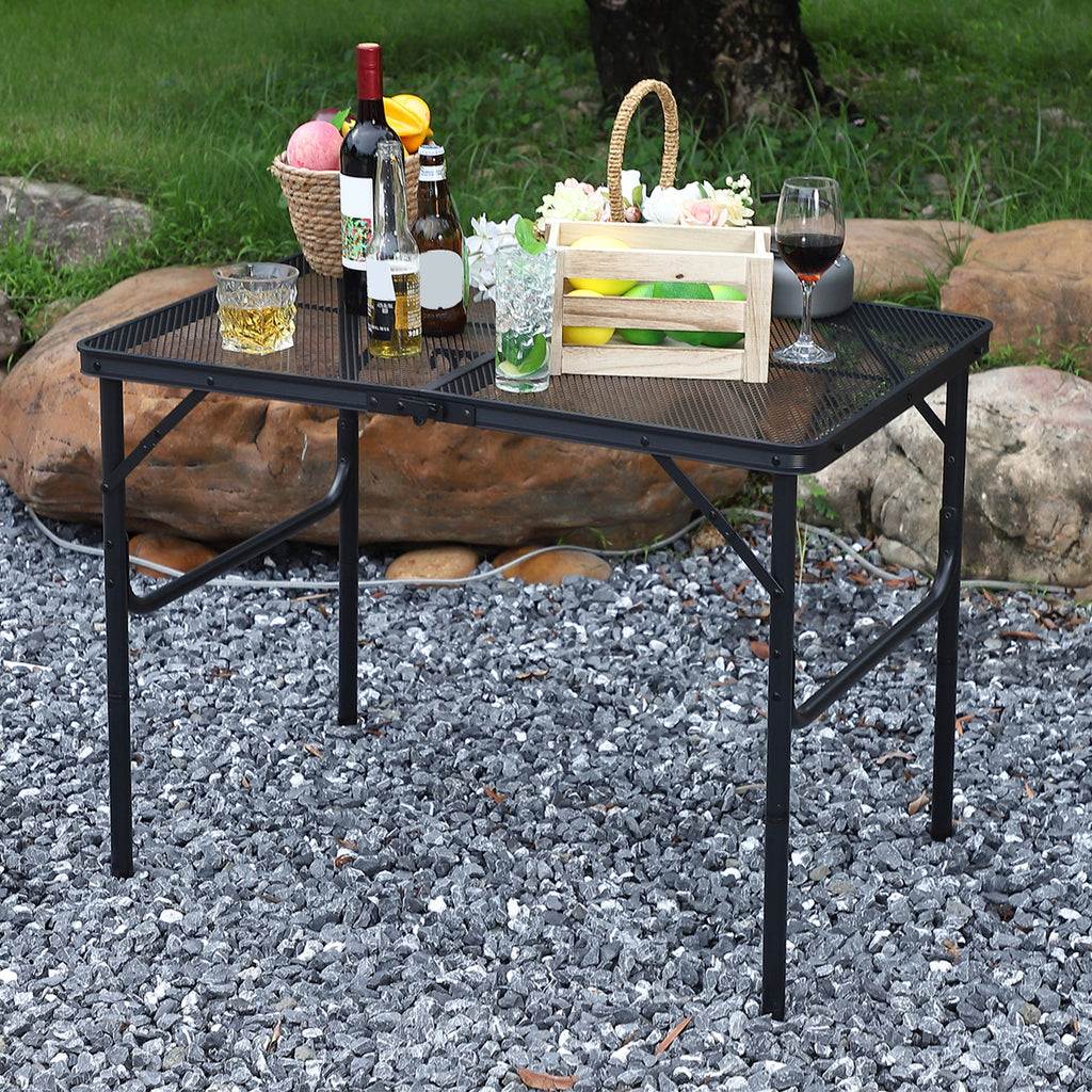 Garvee 35"x24 in Aluminum Folding Camping Table, Adjustable Height, Lightweight Portable Table, Black for Indoor/Outdoor, Beach, RV Trips