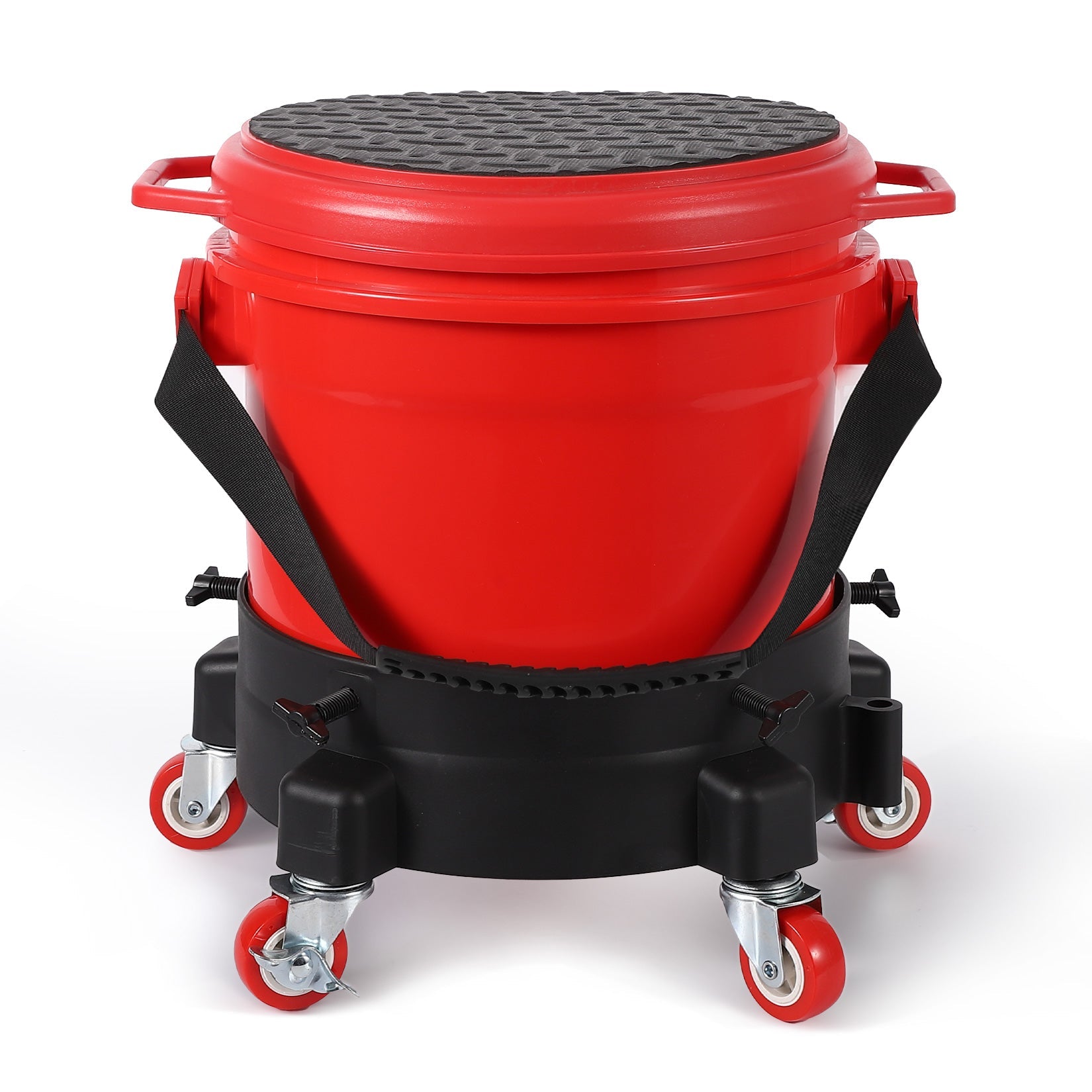 Garvee 4 Gallon Car Wash Bucket Kit 300 lbs Capacity Grit Trap & 360° Dolly PP Material Rubber Handle Lid for Auto Detailing