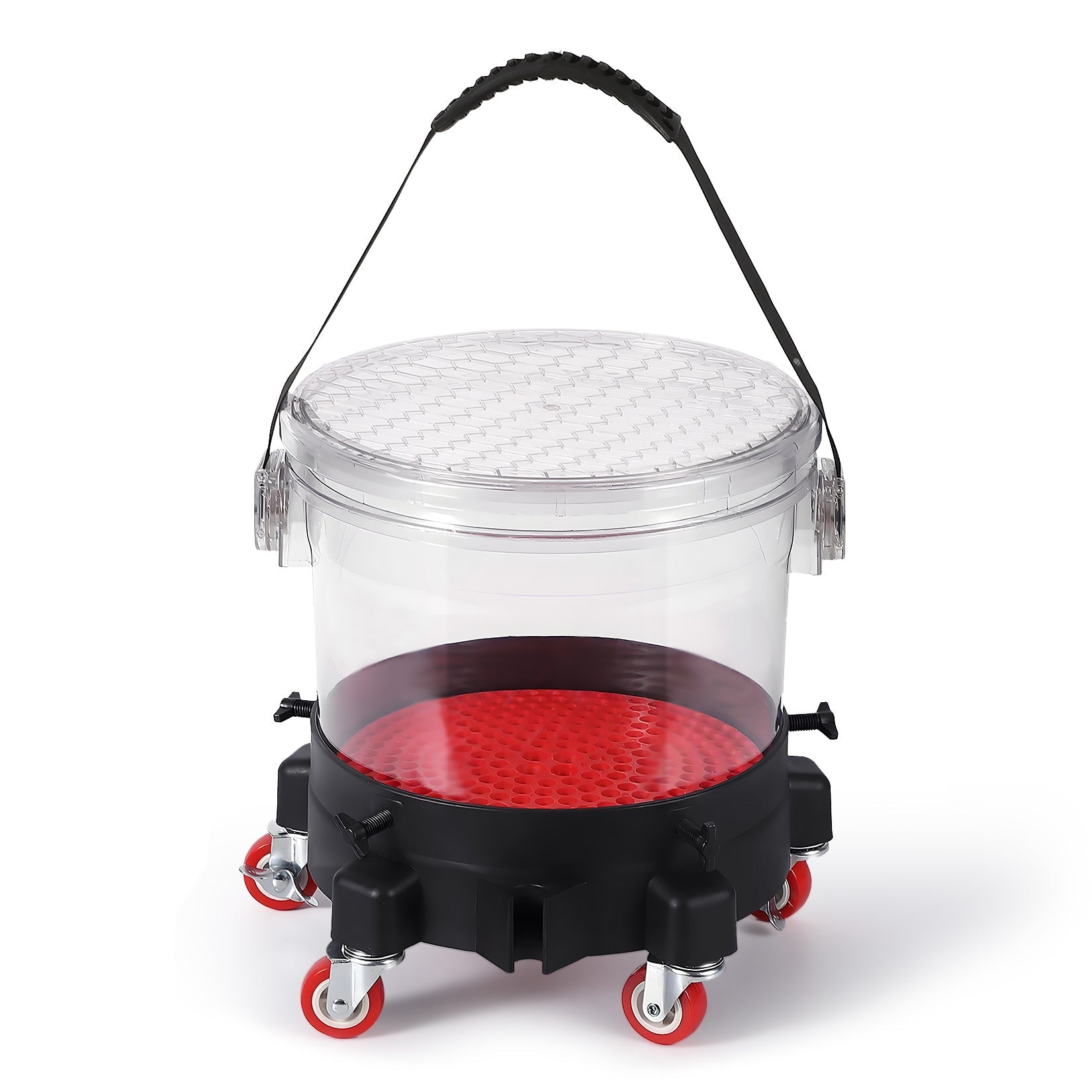 Garvee 4 Gallon Car Wash Bucket Kit with Grit Trap & 5-Caster Dolly, Heavy-Duty PP, Rubber Handle & Lid, Adjustable Fit 9-11.5", Professional Auto Detailing
