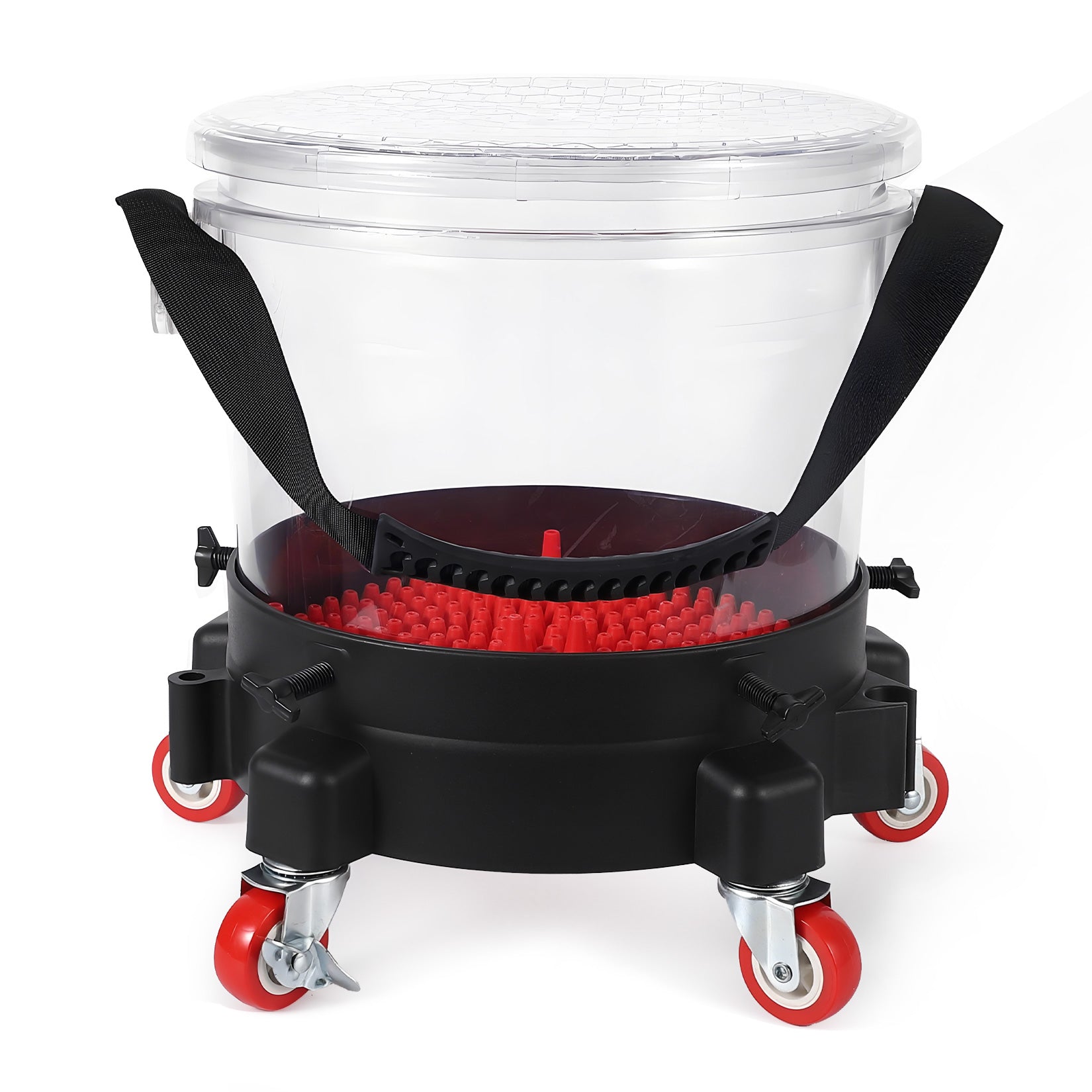 Garvee 4 Gallon Car Wash Bucket Kit with Grit Trap & 5-Caster Dolly, Heavy-Duty PP, Rubber Handle & Lid, Adjustable Fit 9-11.5", Professional Auto Detailing