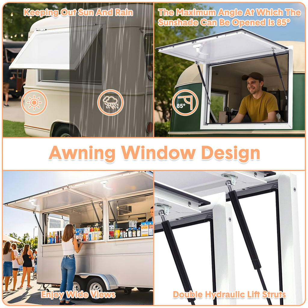 Garvee 36" x 24" Aluminum Alloy Concession Window for Food Trucks - Awning Door with Handle for BBQ Trailers and Mobile Catering