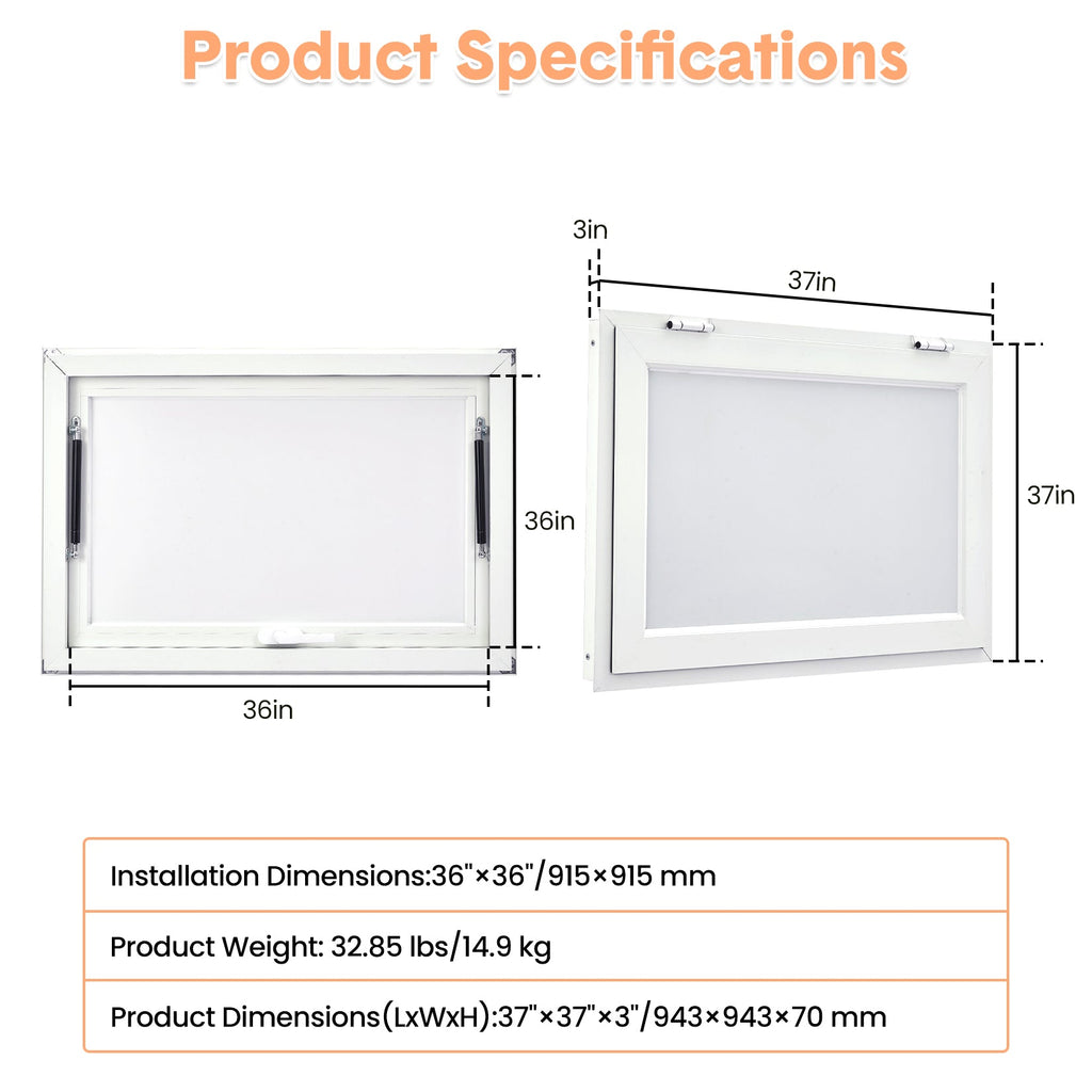 Garvee Concession Window Aluminum Alloy Food Truck Window With Door Handle For BBQ Trailer Mobile Catering 36x36 Inch
