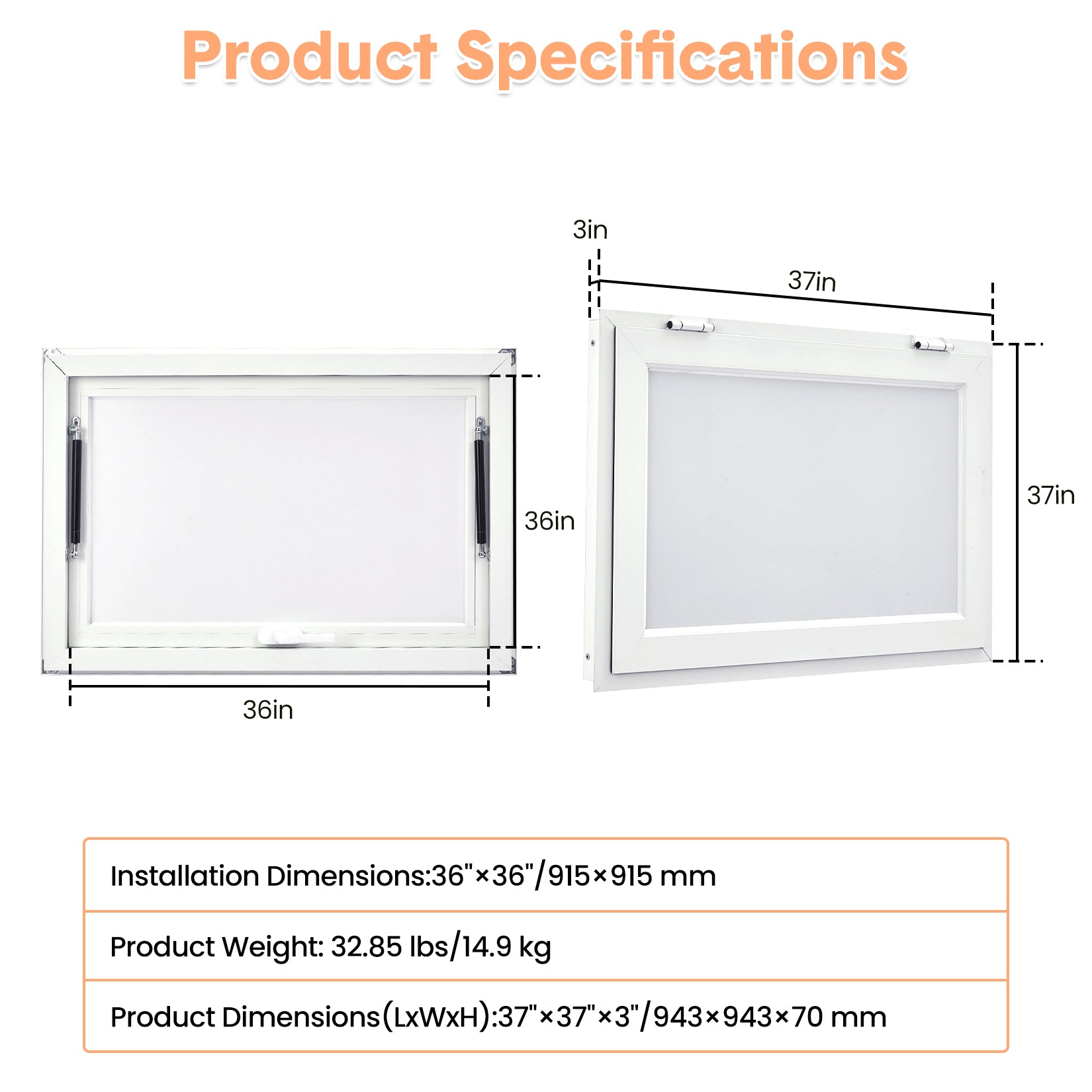 Garvee Concession Window Aluminum Alloy Food Truck Window With Door Handle For BBQ Trailer Mobile Catering 36x36 Inch