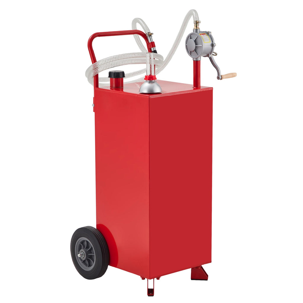 Garvee Fuel Caddy 40 Gallon Portable Gas Caddy With Manual Transfer Pump For Cars Lawn Mowers ATVs Boats Red
