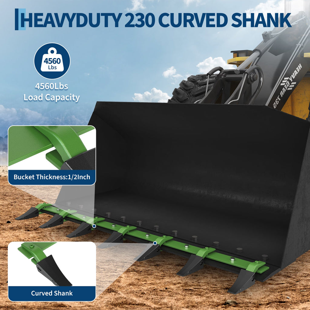Garvee 72" Heavy-Duty Steel Bucket Tooth Bar for Tractor Loader, 4,560 Lbs Load Capacity, Removable Teeth, Powder Coated, Fits 1/2" Cutting Edges, Effortless Installation, Excavation Use