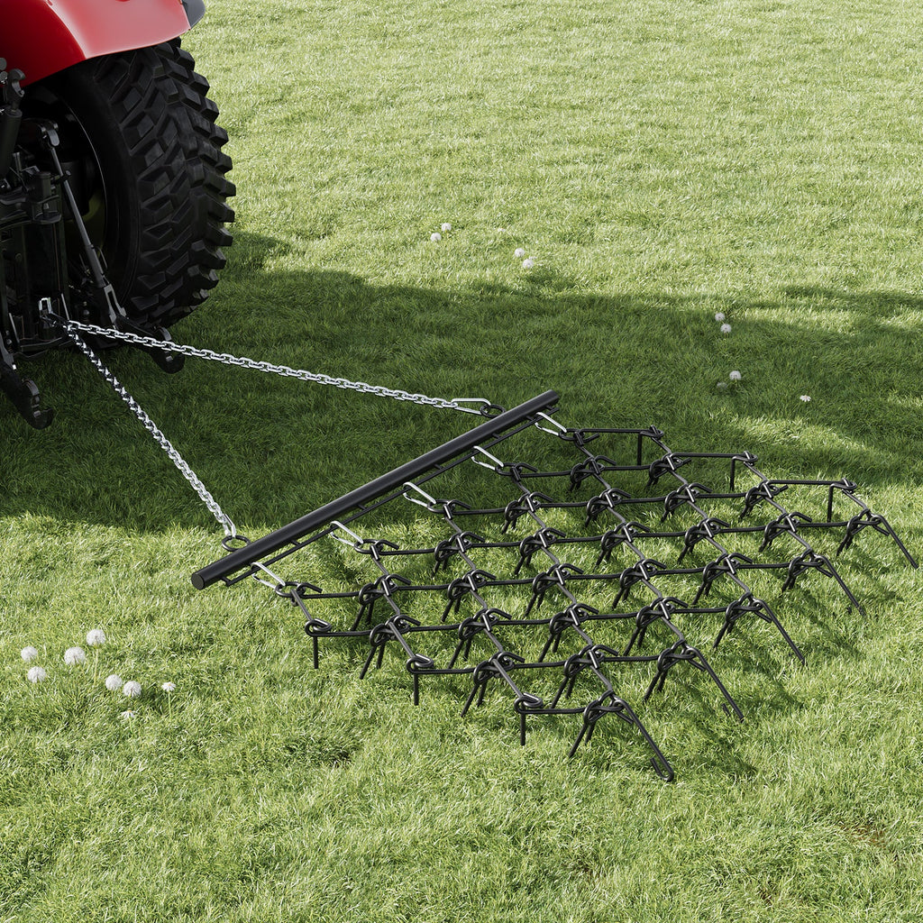 Garvee Heavy Duty Drag Harrow 5x4.5 Ft, 3/8 Inch Tines for ATV, UTVs, Lawn Tractors Leveling, Grading, Pastures, Breaking Up Soil,Black