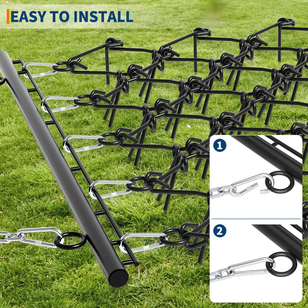 Garvee Heavy Duty Drag Harrow 5x4.5 FT , 1/2 Inch Tines for ATV, UTVs, Lawn Tractors Leveling, Grading, Pastures, Breaking Up Soil,Black