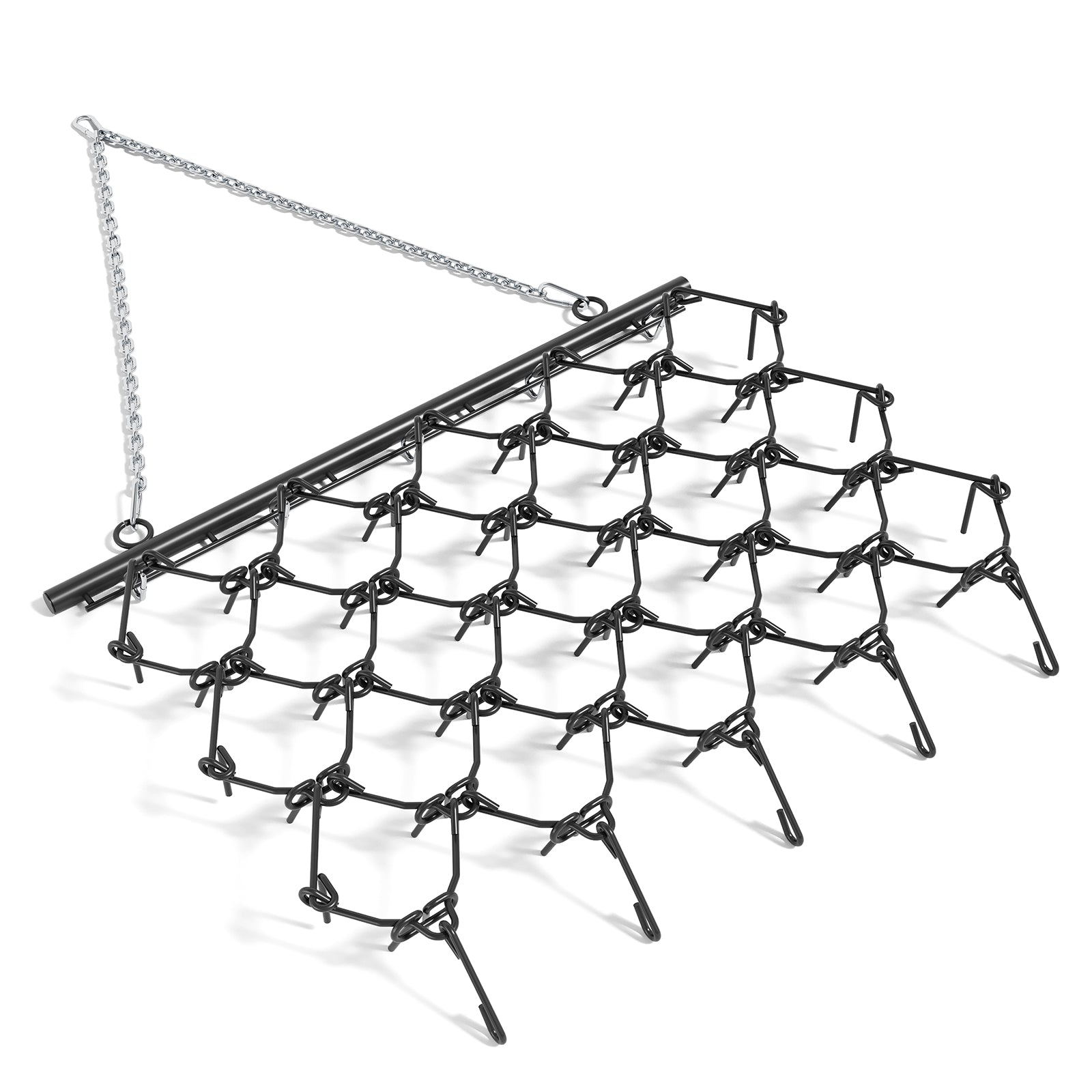 Garvee Heavy Duty Drag Harrow 5x4.5 Ft, 3/8 Inch Tines for ATV, UTVs, Lawn Tractors Leveling, Grading, Pastures, Breaking Up Soil,Black
