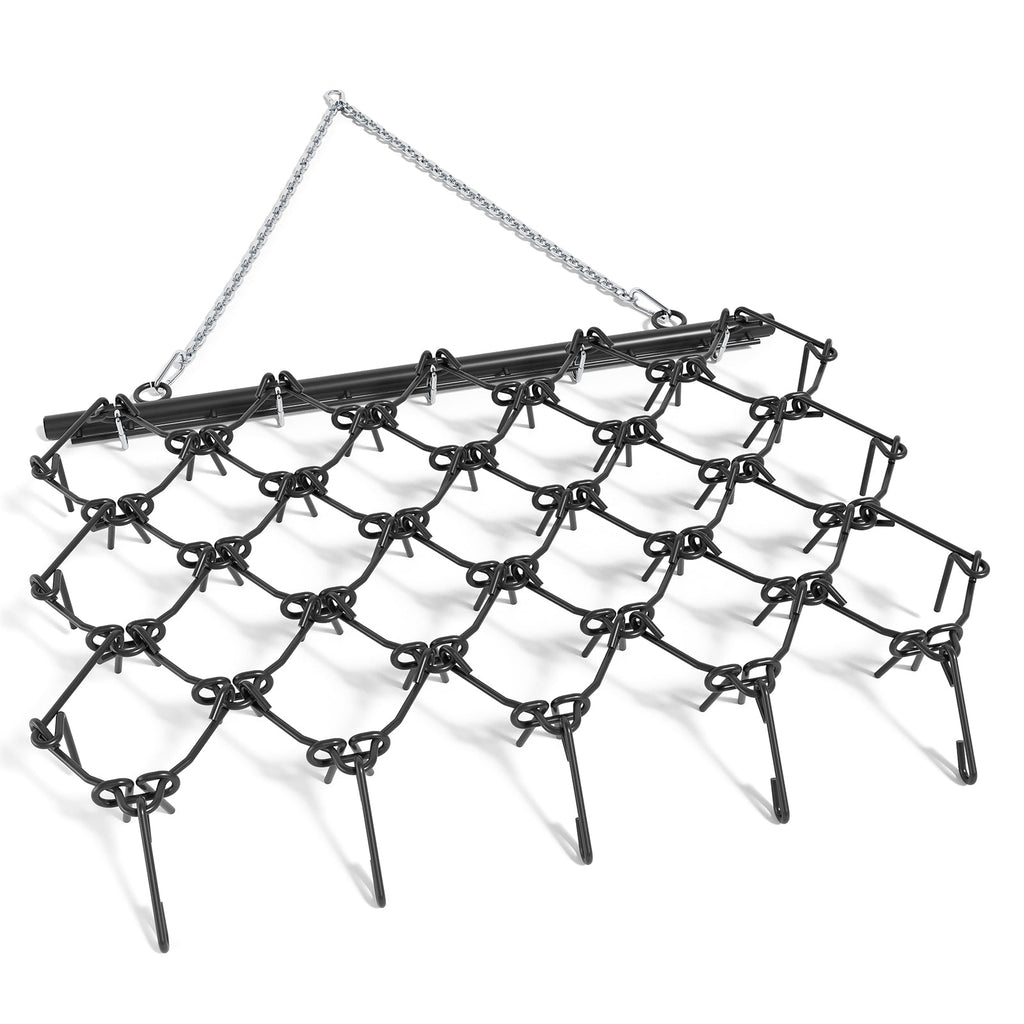 Garvee Heavy Duty Drag Harrow 5x4.5 Ft, 3/8 Inch Tines for ATV, UTVs, Lawn Tractors Leveling, Grading, Pastures, Breaking Up Soil,Black