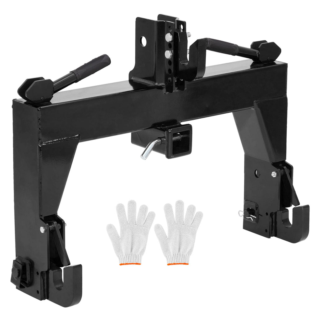 Garvee 3-Point Quick Hitch for Cat 0 & 1 Tractors - 3000 lbs Lift, 2" Receiver, 3" Steel Tubing, Adjustable 15"-18" Level, Black, Easy Install