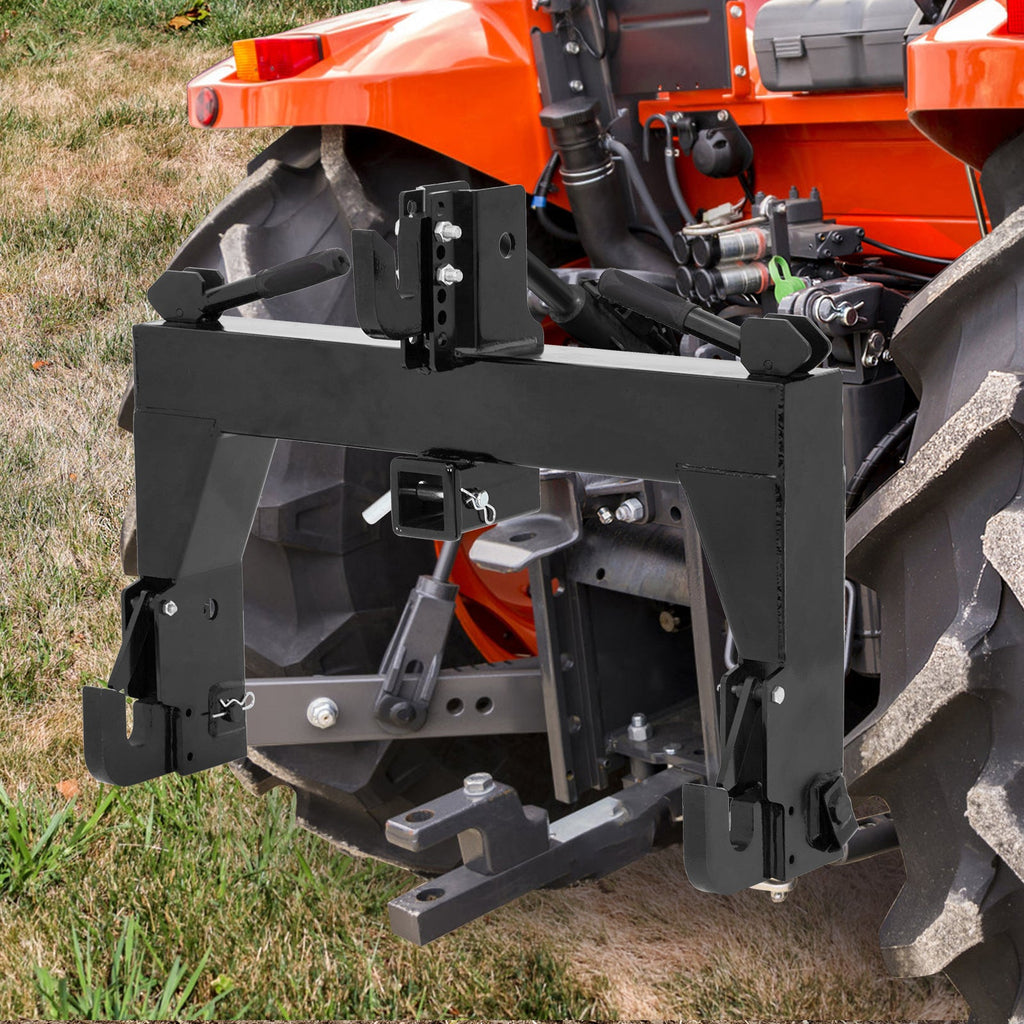 Garvee 3-Point Quick Hitch for Cat 0 & 1 Tractors - 3000 lbs Lift, 2" Receiver, 3" Steel Tubing, Adjustable 15"-18" Level, Black, Easy Install