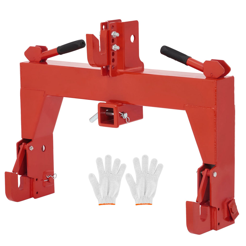 Garvee Heavy-Duty Tractor 3 Point Quick Hitch for Cat 1 Tractors - 3000lb Lift Capacity Dual Receiver Hooks Easy-Install Orange Hitch Attachment