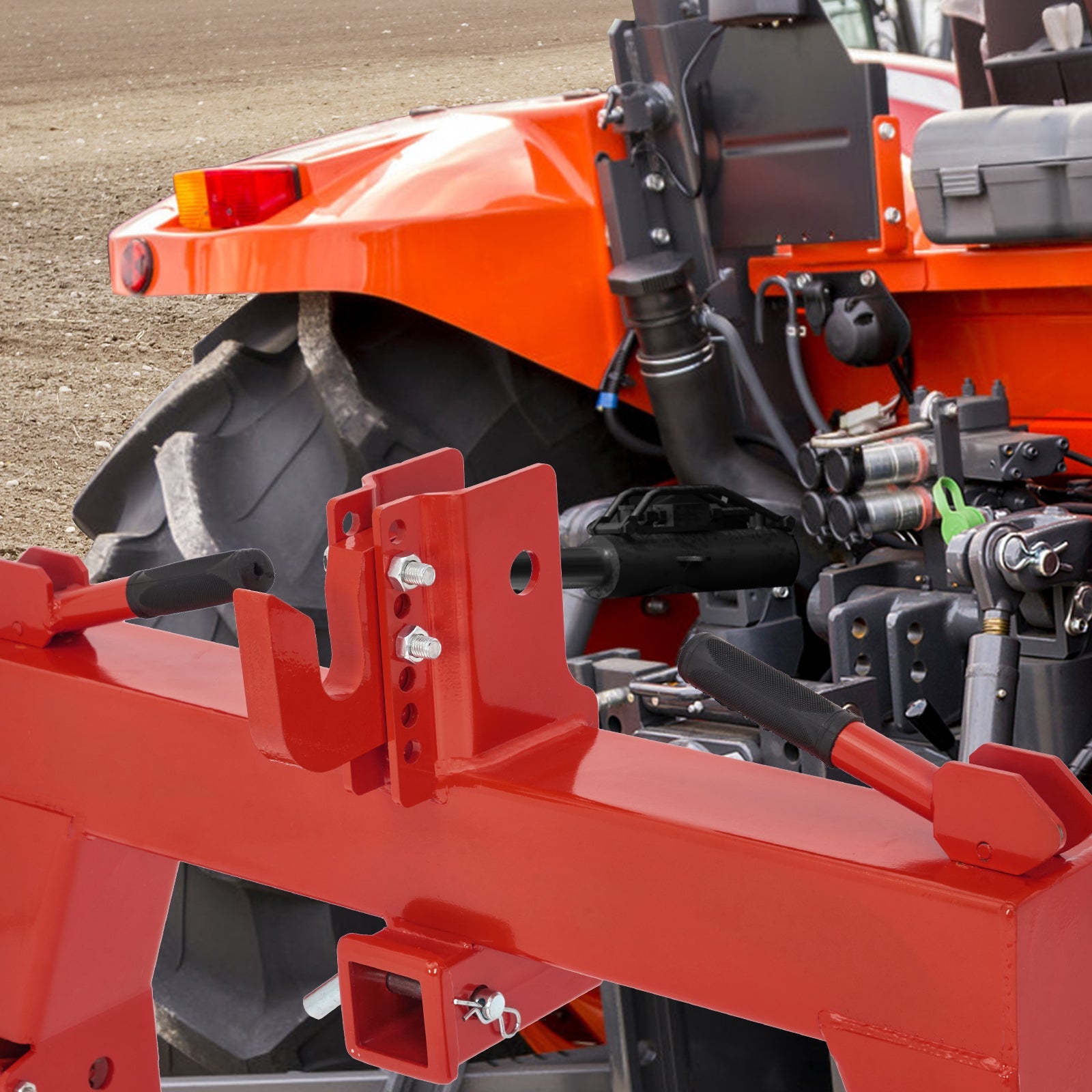 Garvee Heavy-Duty Tractor 3 Point Quick Hitch for Cat 1 Tractors - 3000lb Lift Capacity Dual Receiver Hooks Easy-Install Orange Hitch Attachment