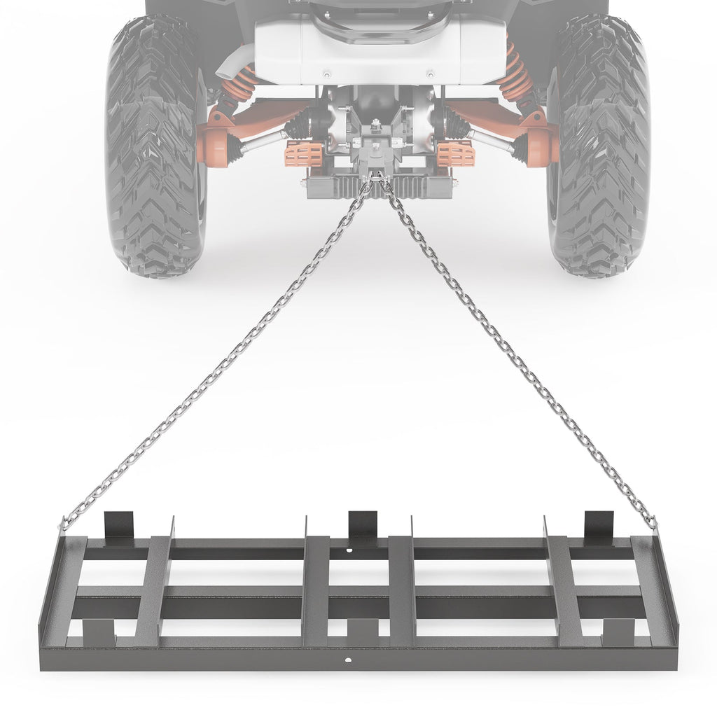 Garvee 6FT Drag Harrow Driveway Grader for ATV, UTV & Tractor, Heavy-Duty Steel Tow Behind Landscape Rake with 6FT Chain for Gravel, Soil, Yard & Field Leveling