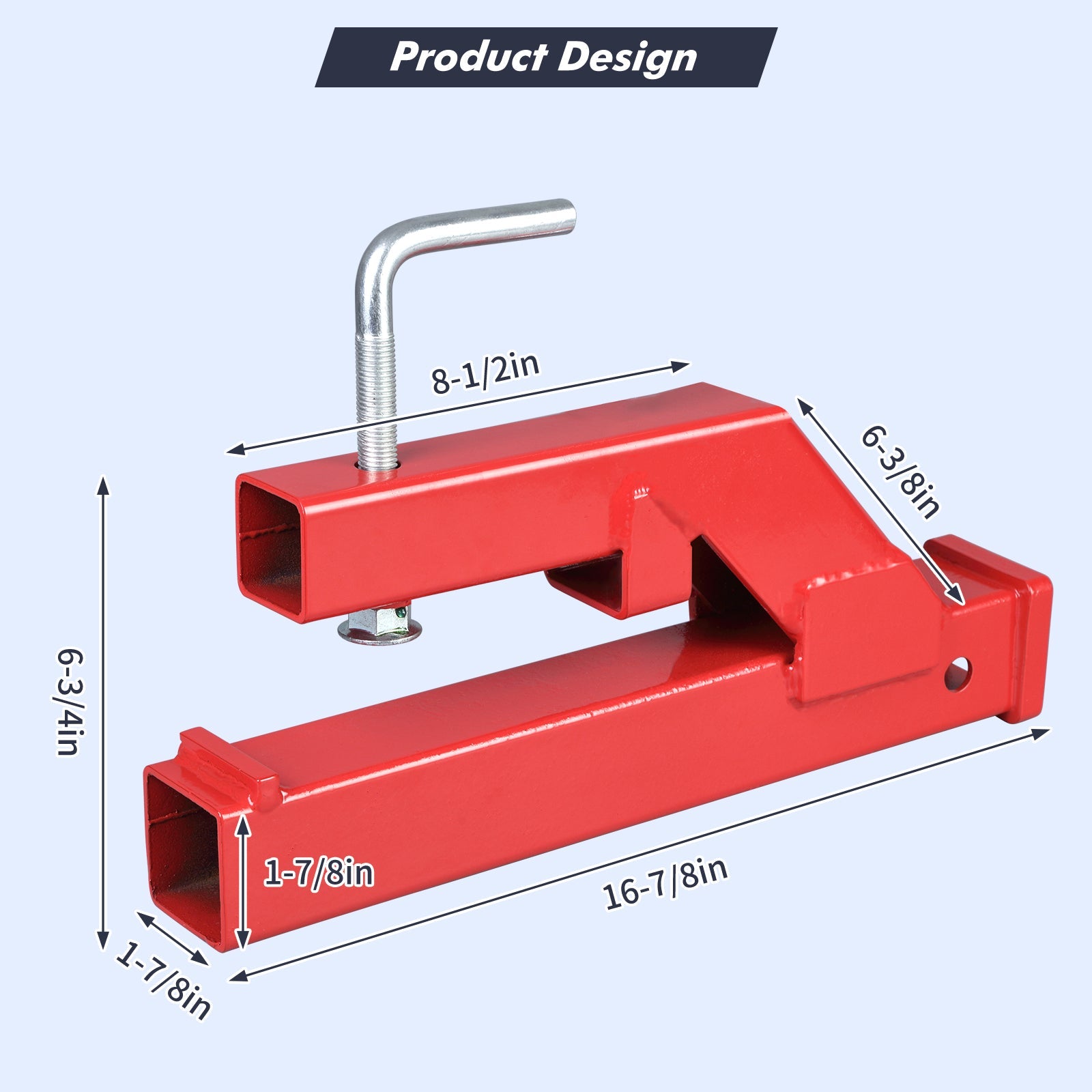 Garvee Clamp On Trailer Hitch 2" Ball Mount Adapter Compatible With Deere Bobcat Tractor Bucket Red 18"x2.5"x7"