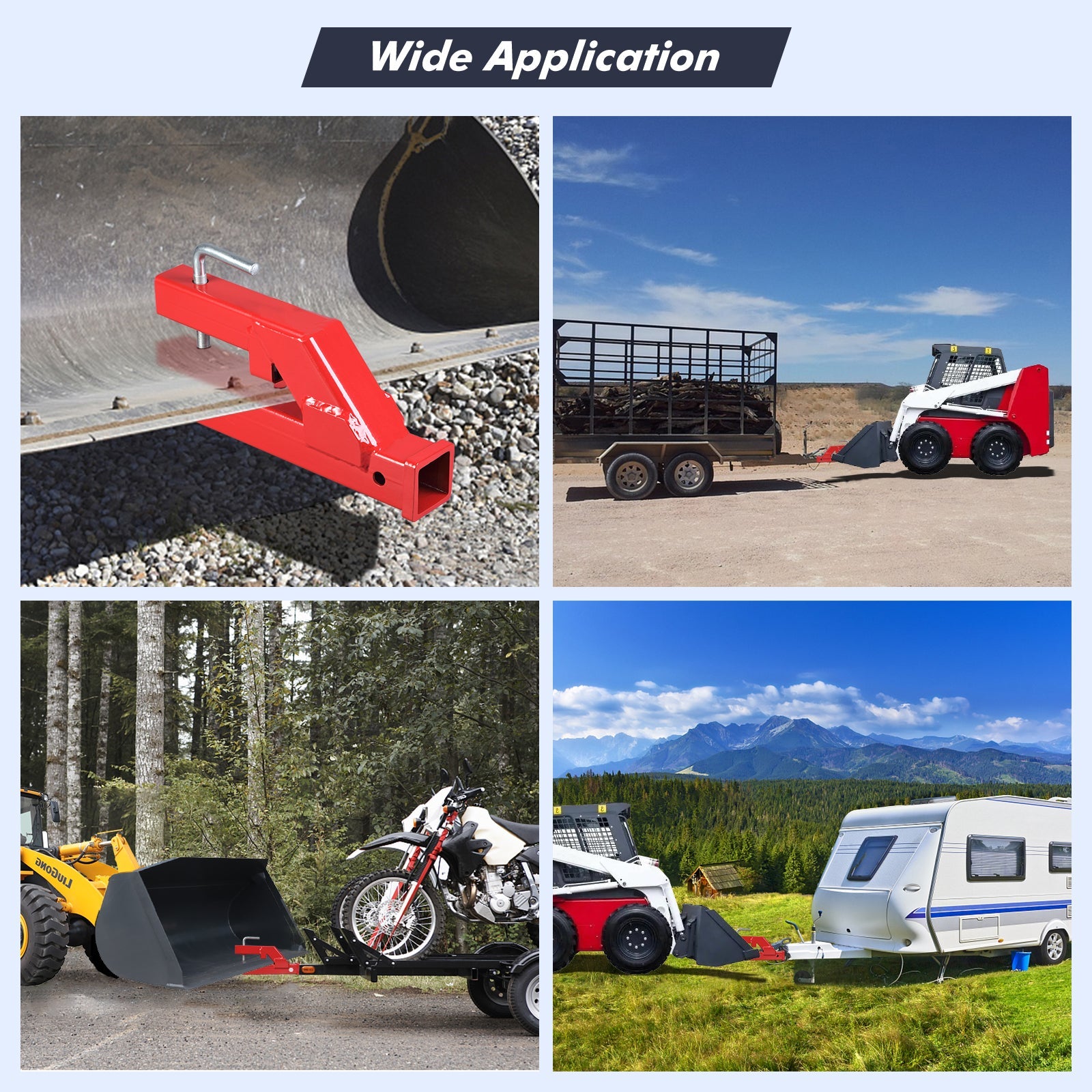 Garvee Clamp On Trailer Hitch 2" Ball Mount Adapter Compatible With Deere Bobcat Tractor Bucket Red 18"x2.5"x7"