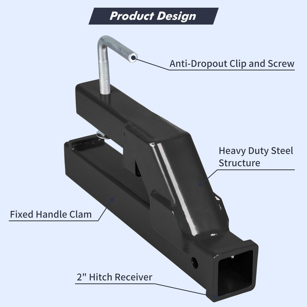 Garvee Clamp On Trailer Hitch 2" Ball Mount Adapter Compatible With Deere Bobcat Tractor Bucket Black 18"x2.5"x7"