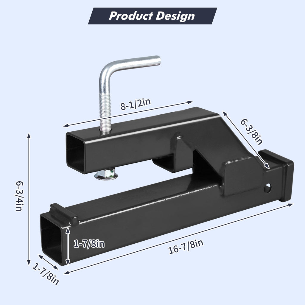 Garvee Clamp On Trailer Hitch 2" Ball Mount Adapter Compatible With Deere Bobcat Tractor Bucket Black 18"x2.5"x7"