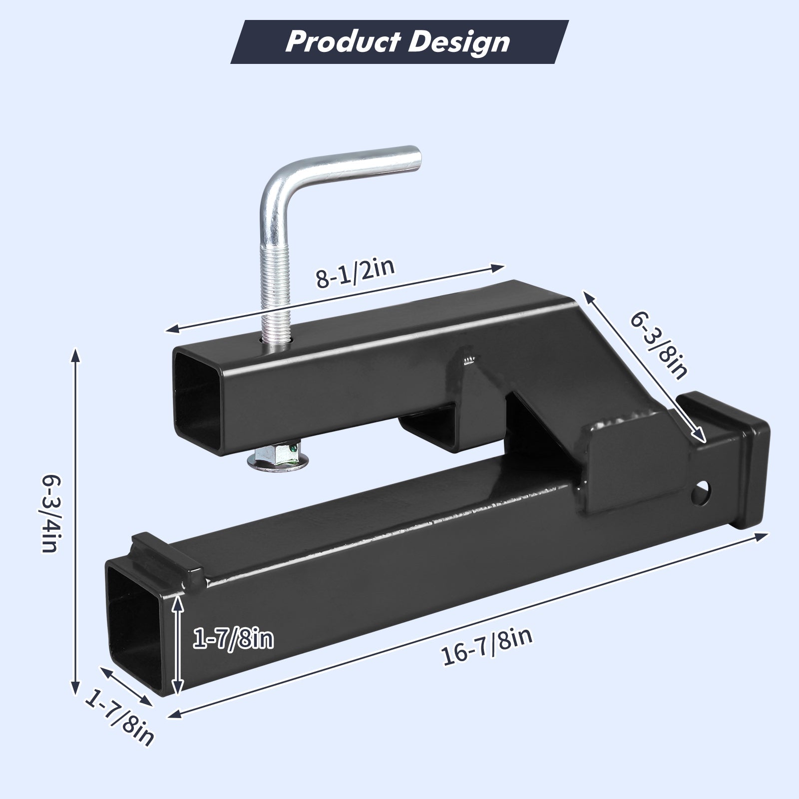Garvee Clamp On Trailer Hitch 2" Ball Mount Adapter Compatible With Deere Bobcat Tractor Bucket Black 18"x2.5"x7"