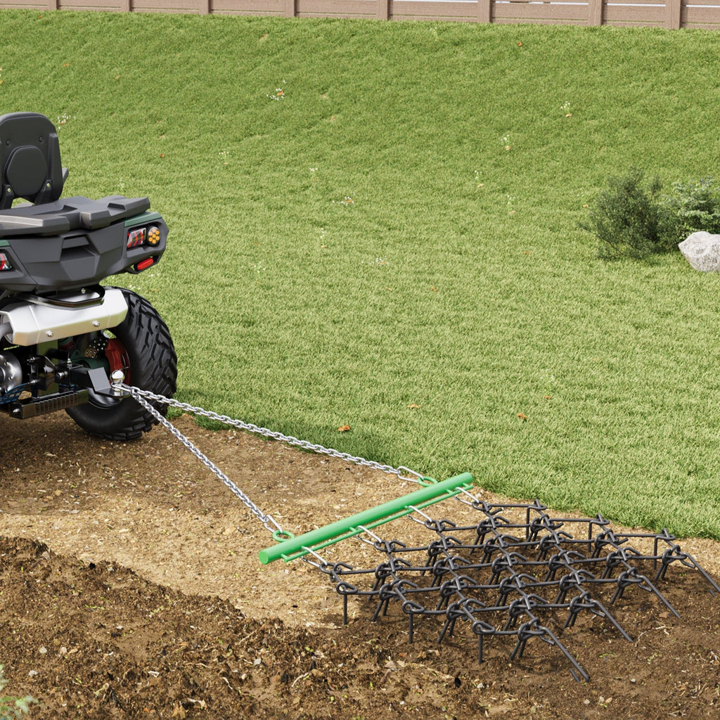 Garvee Heavy Duty Drag Harrow 4x4 FT 3/8" Tines Steel Powder Coated Adjustable Drawbar ATV UTV Lawn Tractor Soil Prep