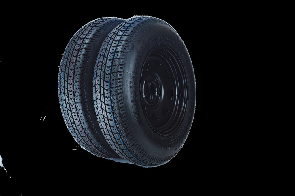 Garvee 2-Pack Trailer Tire On Rim ST205/75D15 15In Black 5 Lug 4.5" PCD Load Range C