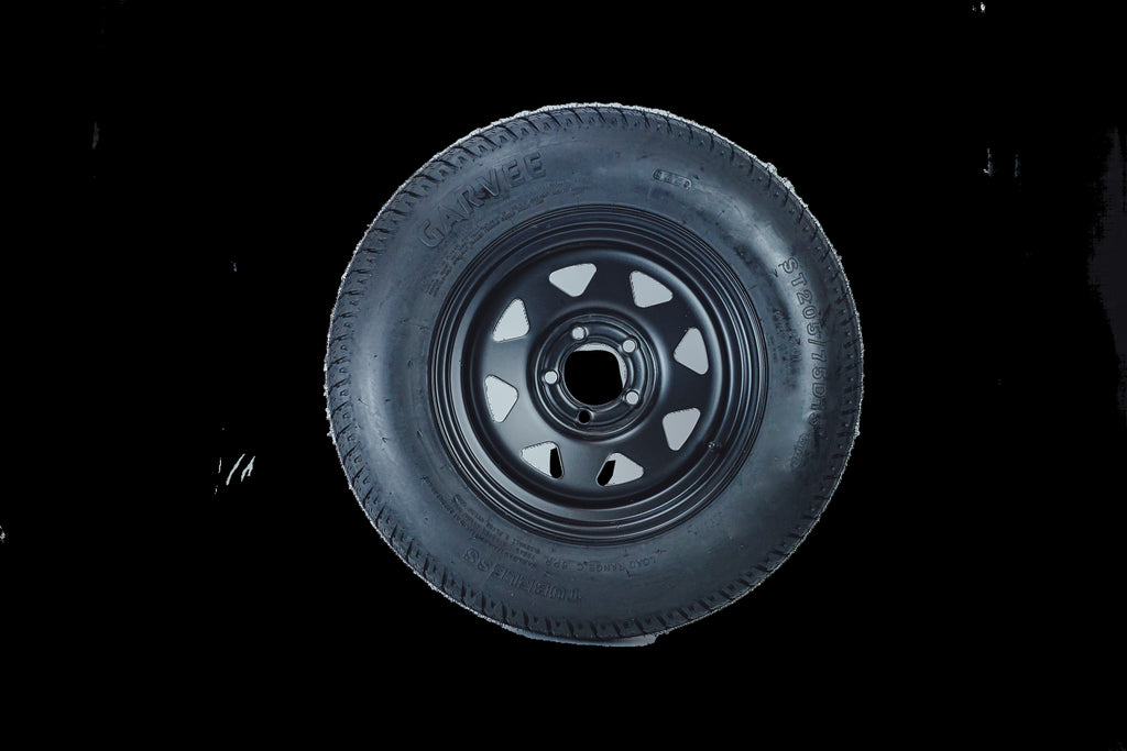 Garvee 2-Pack Trailer Tire On Rim ST205/75D15 15In Black 5 Lug 4.5" PCD Load Range C